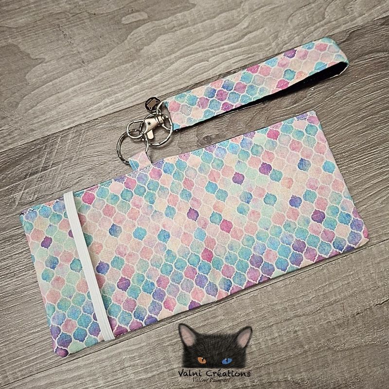 Ensemble Porte feuilles, ensemble porte clés, Porte Cartes, Avec élastique, Forme vintage rose