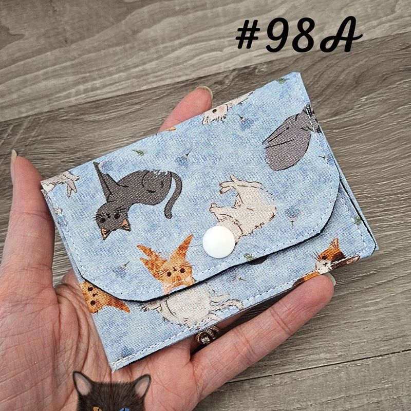 Petit Porte feuille, Porte Cartes, Petite Pochette, Porte Cartes d'affaires, Chats, tissu, 100%coton