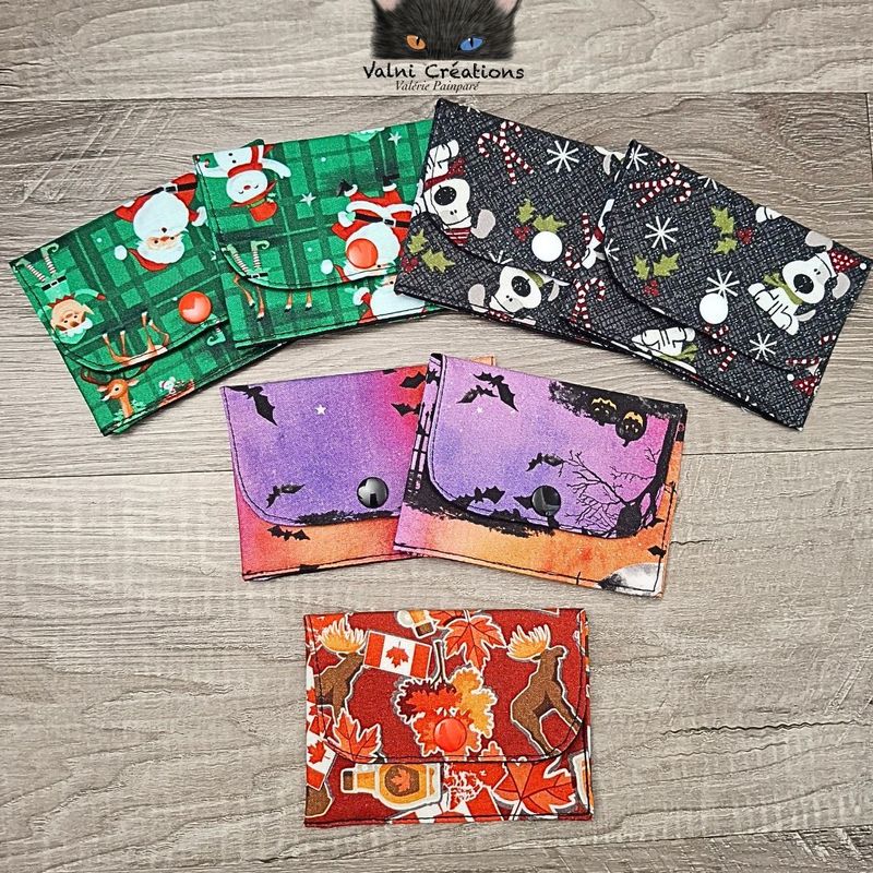 Petit Porte feuille, Porte Cartes, Petite Pochette, Porte Cartes d'affaires, Fêtes, tissu, Coton