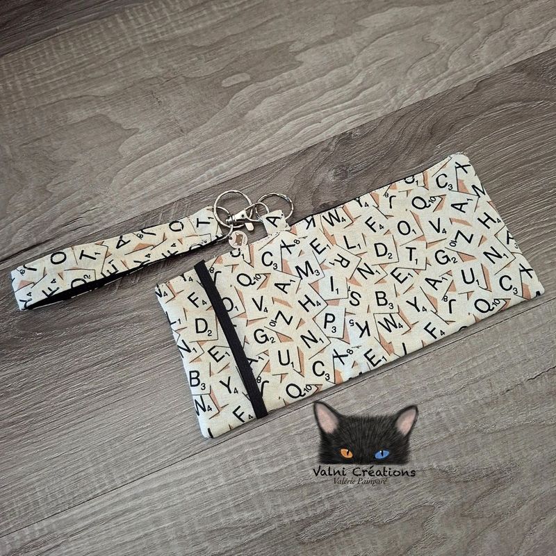 Petit Porte feuille, Porte Cartes, Petite Pochette, Porte Cartes d'affaires, Scrabble, tissu, Coton