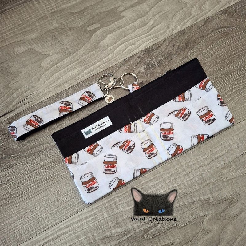 Petit Porte feuille, Porte Cartes, Petite Pochette, Porte Cartes d'affaires, Nutella, tissu, Coton