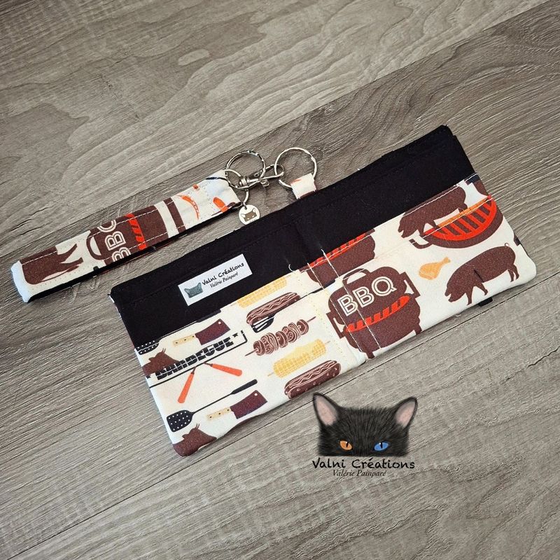 Petit Porte feuille, Porte Cartes, Petite Pochette, Porte Cartes d'affaires, BBQ, tissu, Coton