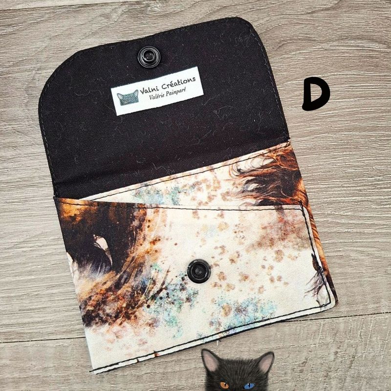 Petit Porte feuille, Porte Cartes, Petite Pochette, Pochette Colorée, porte cartes Chevaux, tissu