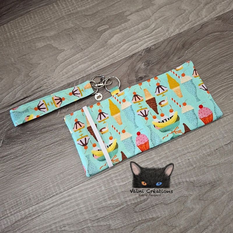 Petit Porte feuille, Porte Cartes, Petite Pochette, Porte Cartes d'affaires, Cremerie, tissu, Coton