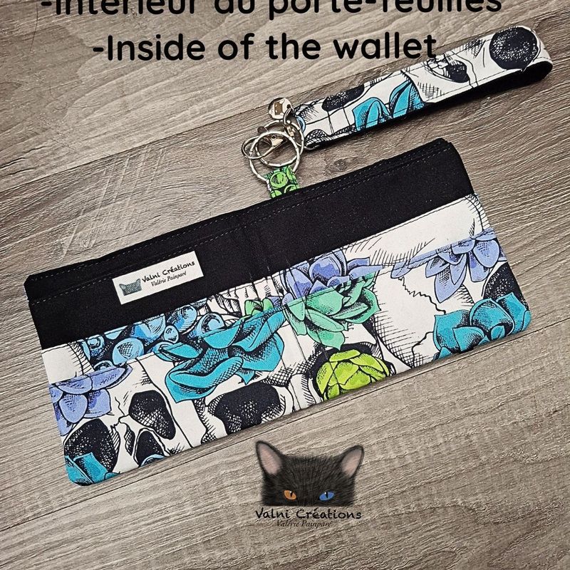 Ensemble Porte feuilles, ensemble porte clés, Porte Cartes, Avec élastique, crânes et succulents