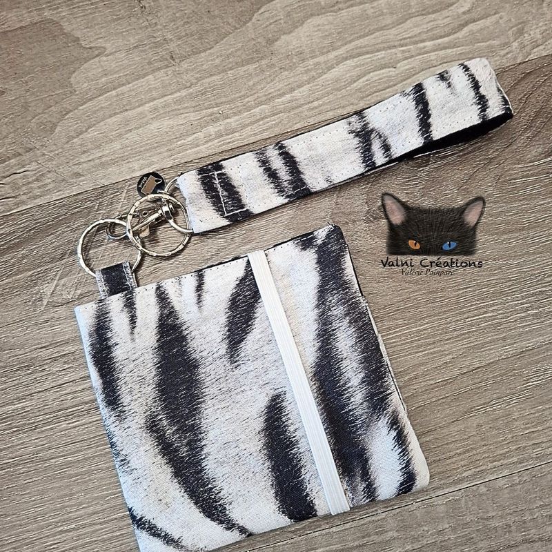 Ensemble Porte feuilles, ensemble porte clés, Porte Cartes, Avec élastique, Zèbre, Tigre blanc
