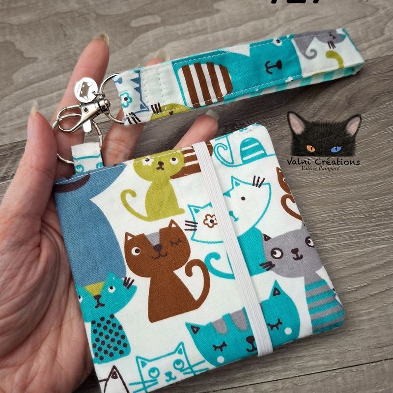 Ensemble Porte feuilles, ensemble porte clés, kit, Porte Cartes, Avec élastique, 100% coton