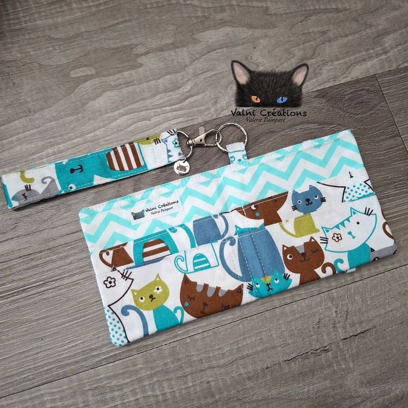 Ensemble Porte feuilles, ensemble porte clés, kit, Porte Cartes, Avec élastique, 100% coton