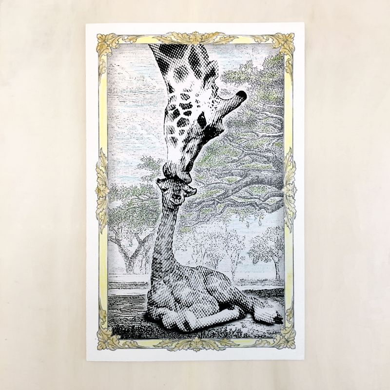 La Maman Girafe - Carte de Fête des Mères à colorier... ou pas - Papier Québécois 100% Recyclé