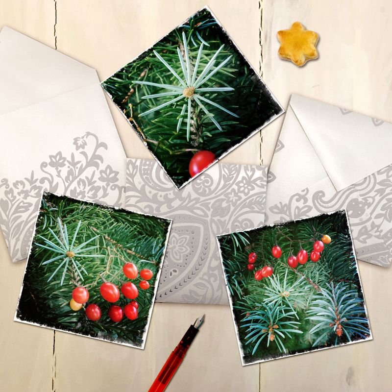 3 Cartes de Noël - Papier Québécois 100% de fibres recyclées - Enveloppes upcyclées au choix 