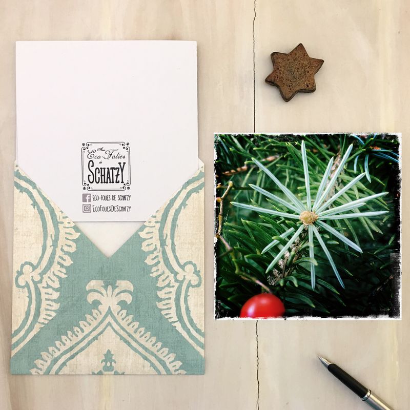 Carte de Noël - Papier Québécois 100% Recyclé - Enveloppe upcyclée au choix - Fait main par Schatzy