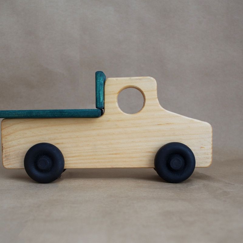 Camion vert, jouet en bois