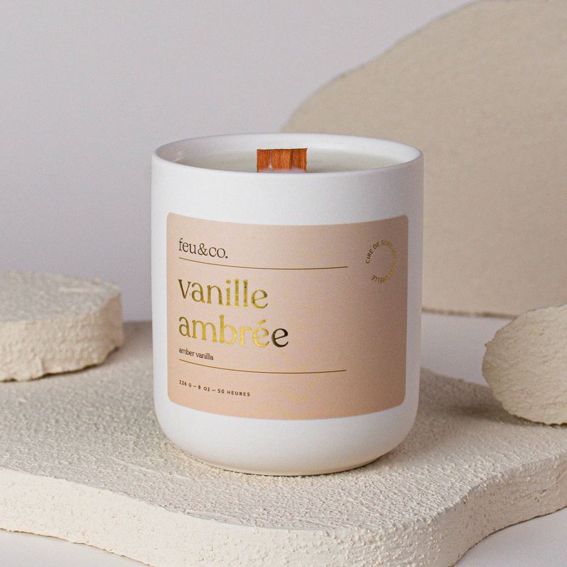 Feu & Co.  Bougie parfum�e  Vanille ambr�e | 8 oz  50h