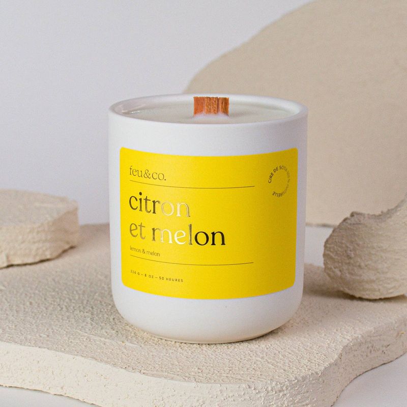 Feu & Co.  Bougie parfum�e  Citron & melon | 8 oz  50h