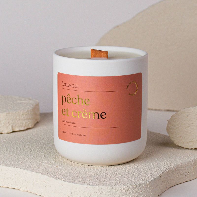 Feu & Co.  Bougie parfum�e  P�che & cr�me | 8 oz  50h