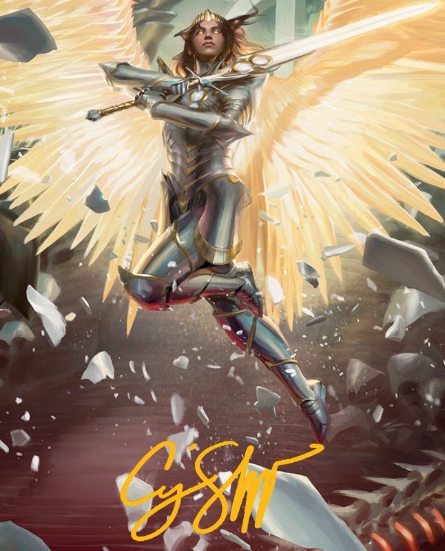 Archangel Elspeth Art Card (Gold-Stamped Signature) [March of the Machine Art Series]