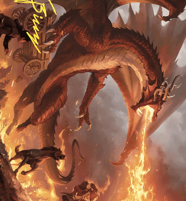 Realm-Scorcher Hellkite Art Card (Gold-Stamped Signature) [Wilds of Eldraine Art Series]