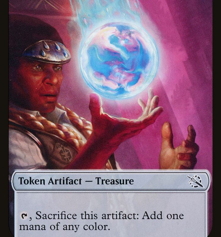Treasure (20) // Teferi Akosa of Zhalfir Emblem Double-Sided Token [March of the Machine Tokens]
