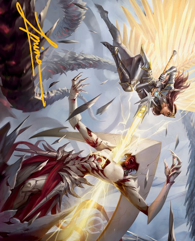 Elspeth's Smite Art Card (Gold-Stamped Signature) [March of the Machine Art Series]