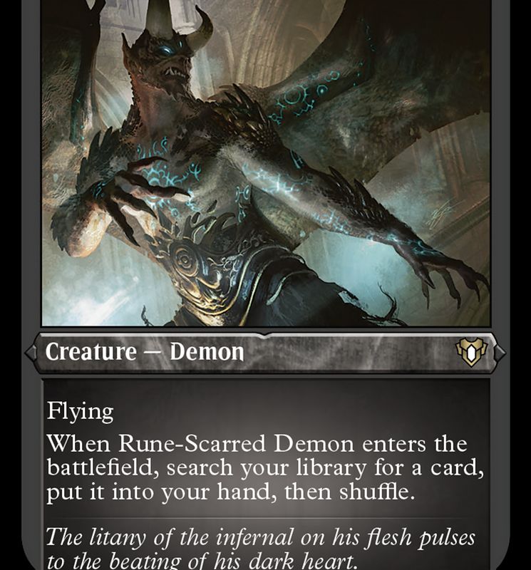 Rune-Scarred Demon (Foil Etched) [Commander Masters]