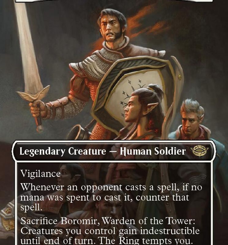 Boromir, Warden of the Tower (Borderless Alternate Art) [The Lord of the Rings: Tales of Middle-Earth]