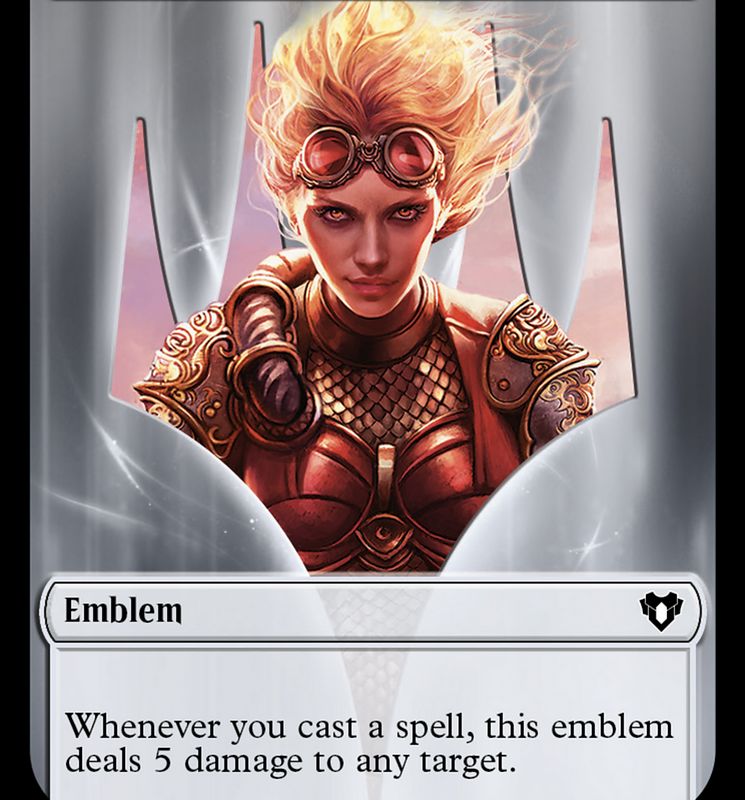 Chandra, Torch of Defiance Emblem // Wizard Double-Sided Token [Commander Masters Tokens]