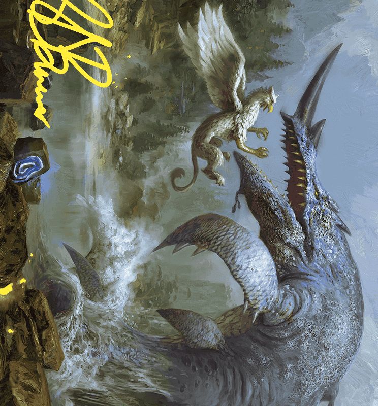 Horned Loch-Whale Art Card (Gold-Stamped Signature) [Wilds of Eldraine Art Series]