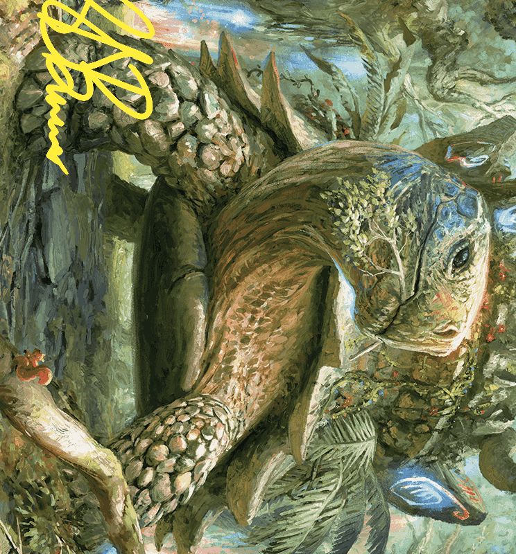Blossoming Tortoise Art Card (Gold-Stamped Signature) [Wilds of Eldraine Art Series]