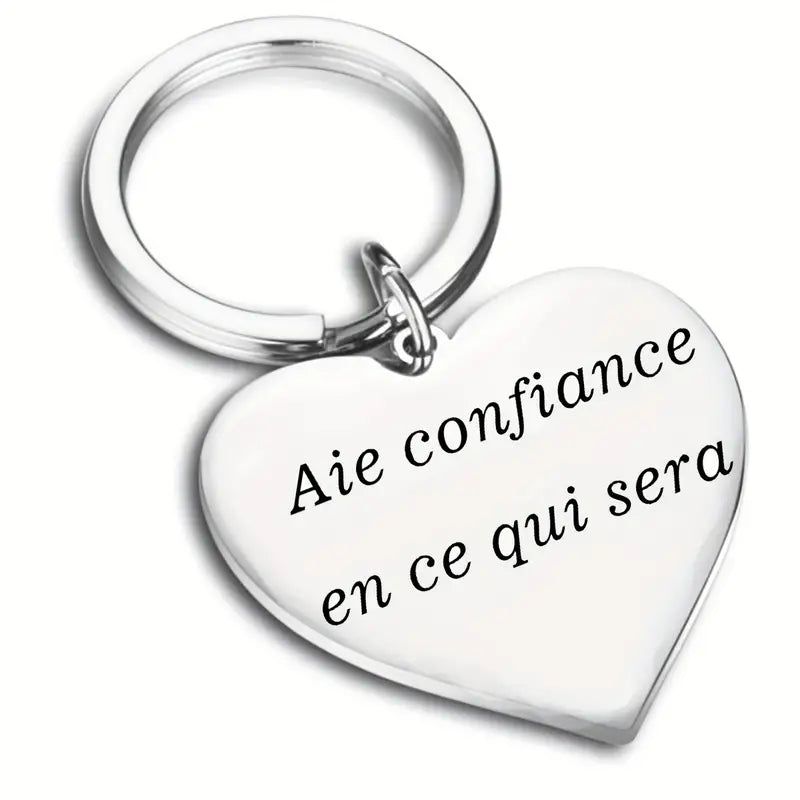 Porte-clés en acier inoxydable 'Aie confiance'