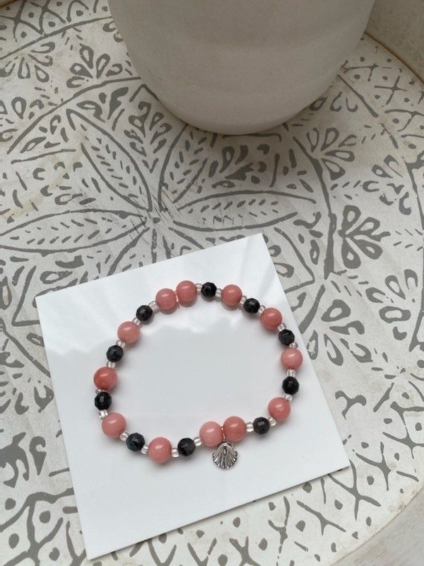Bracelet de Rhodochrosite et de Pierre de lune