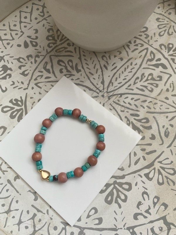 Bracelet de Turquoise et perles orangées
