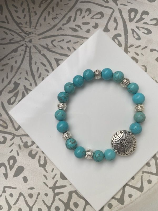 Bracelet de Turquoise avec perle tibétaine