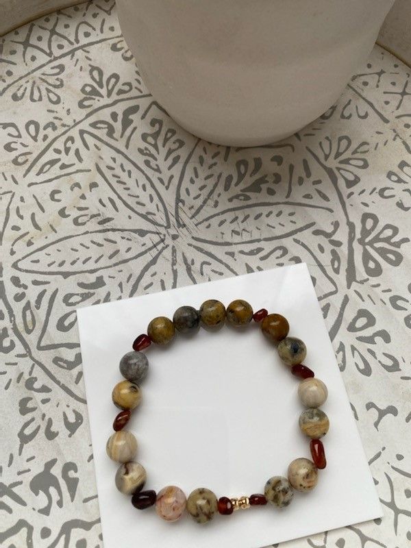 Bracelet d'Agate mexicaine et de Grenat