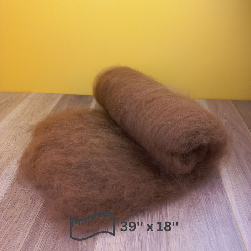 Fibre d'alpaga cardée de couleur brune grade 2 - 135 g