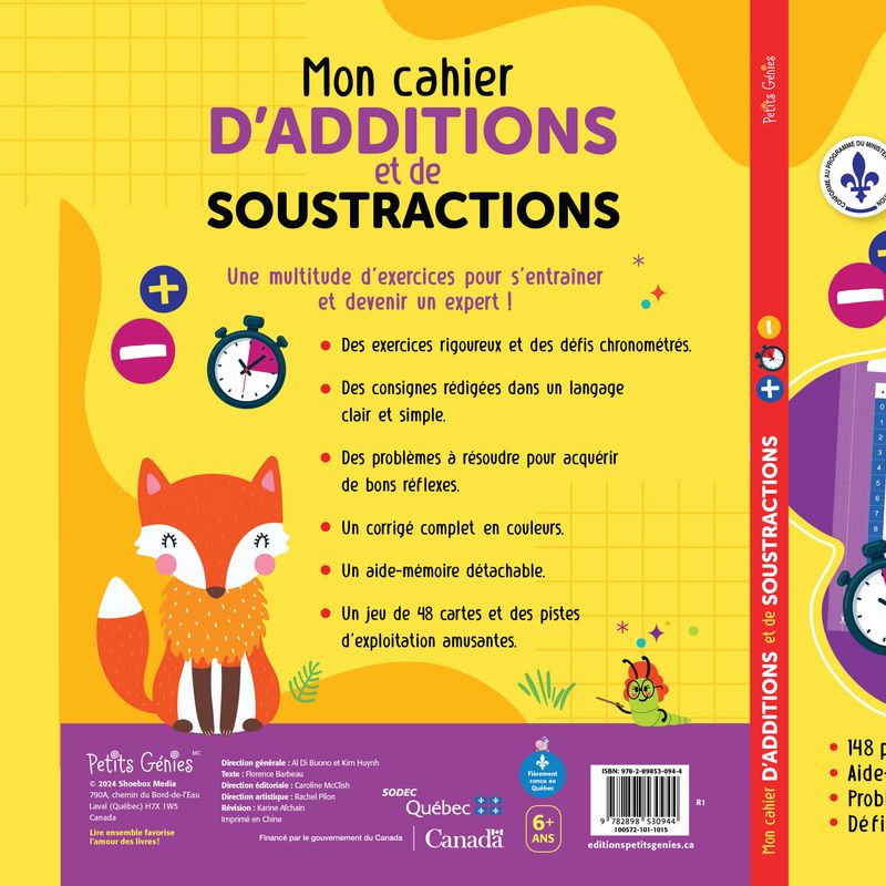 Mon cahier d'additions et soustractions