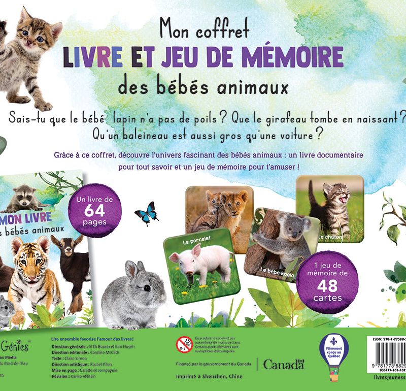 Mon coffret livre et jeu de mémoire des bébés animaux