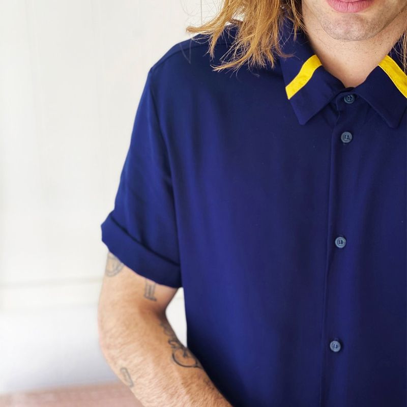 Chemise Mamacita Bleue et Moutarde