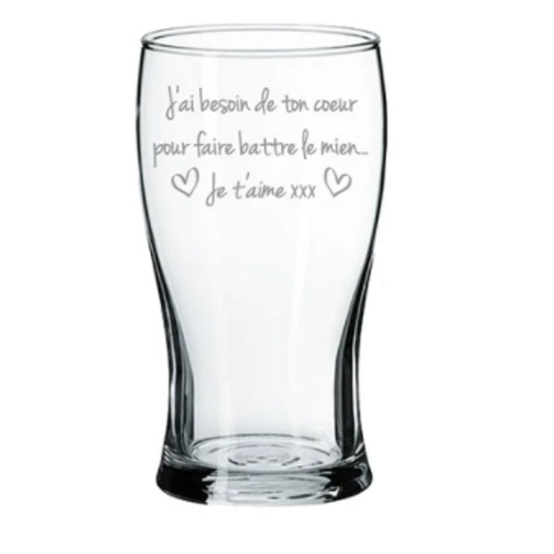 Verre À Bière ''J'ai Besoin De Ton Cœur''
