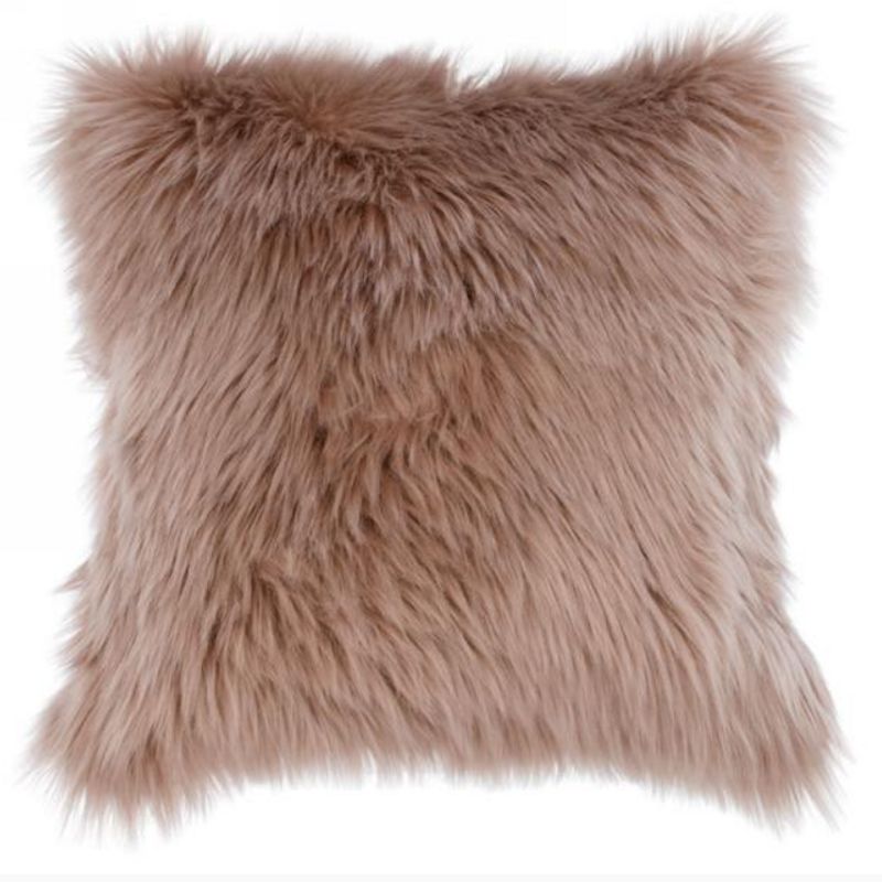 Coussin Fausse Fourrure Brun Pâle