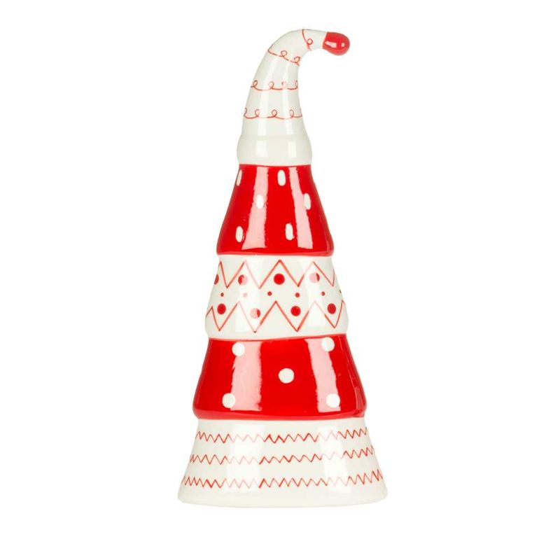 Sapin de Noël rouge/blanc avec chapeau (11")