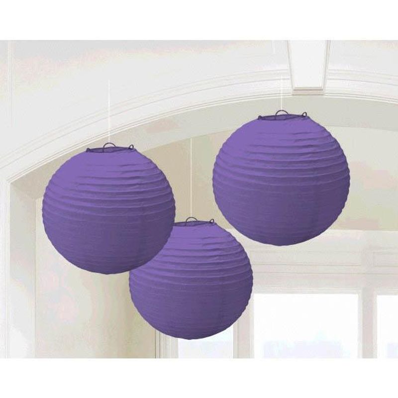 Lanternes de boule en papier - Violet (3/pqt.)