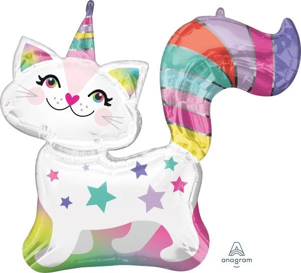 Ballon chat arc-en-ciel supershape - 31"