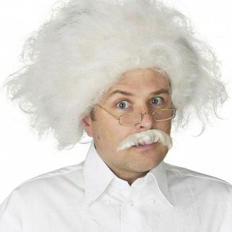 Perruque et Moustache Einstein - Blanc