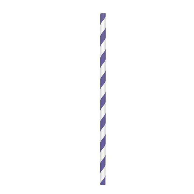 Paille en papier - Violet et blanc (24/pqt.)