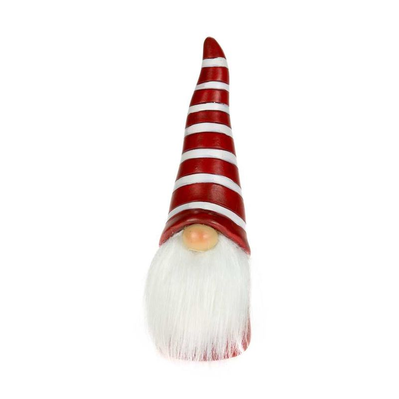 Tête de Père Noël nain avec chapeau rayé