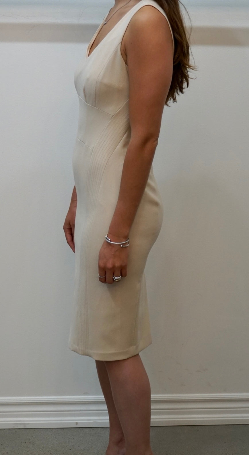 Stretch Crepe Dress Side Row Stitch