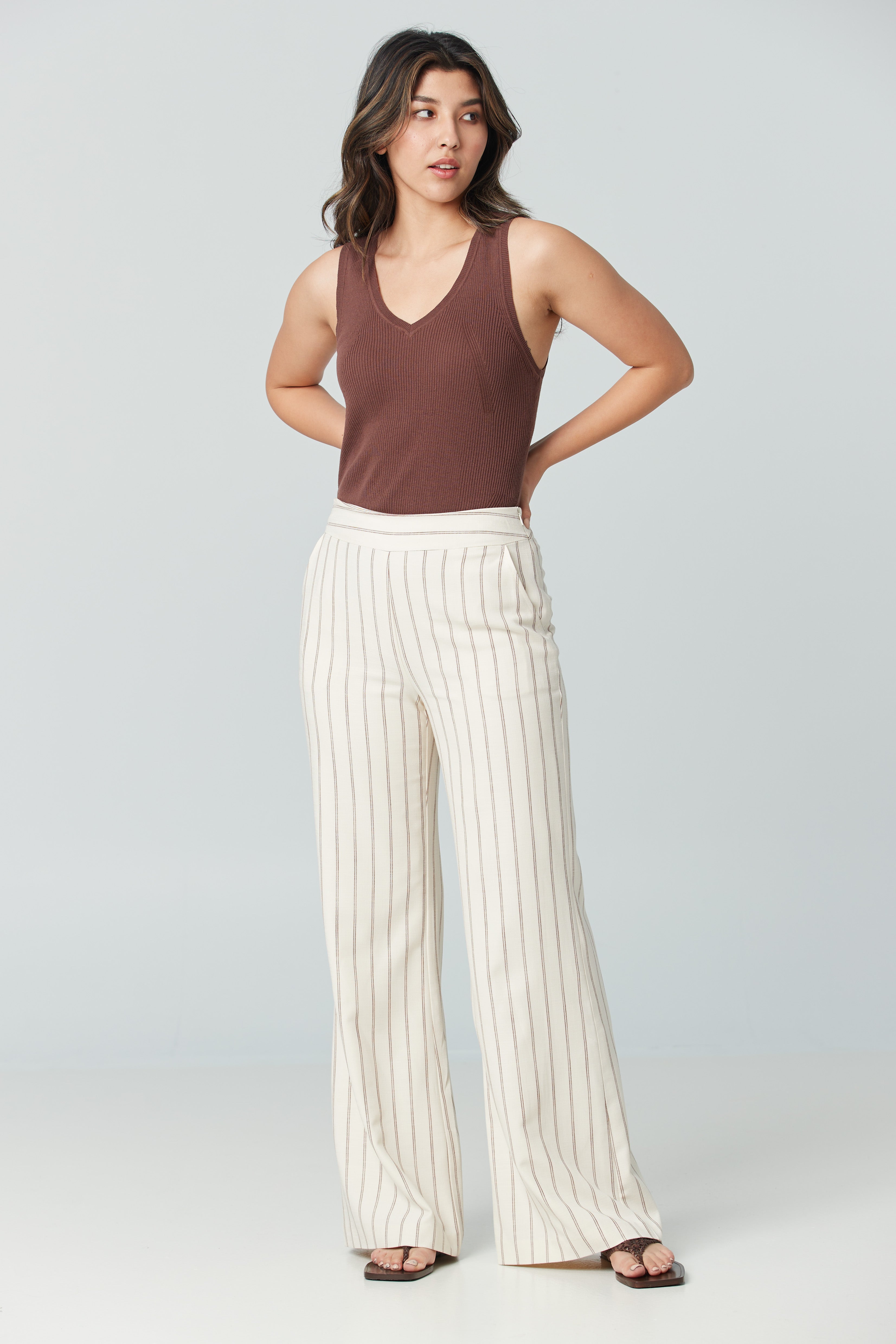 Pantalon large taille haute