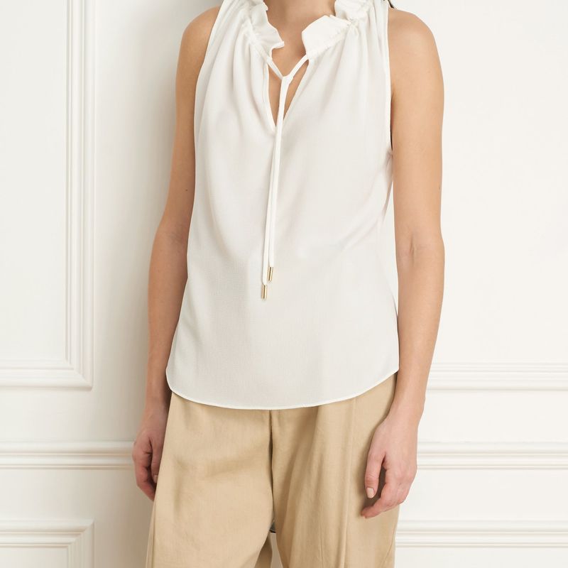 Cami wth ruffle collar shirred waist