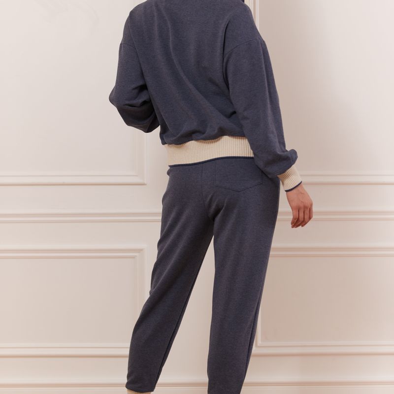 Button-up hoodie wtih rib band