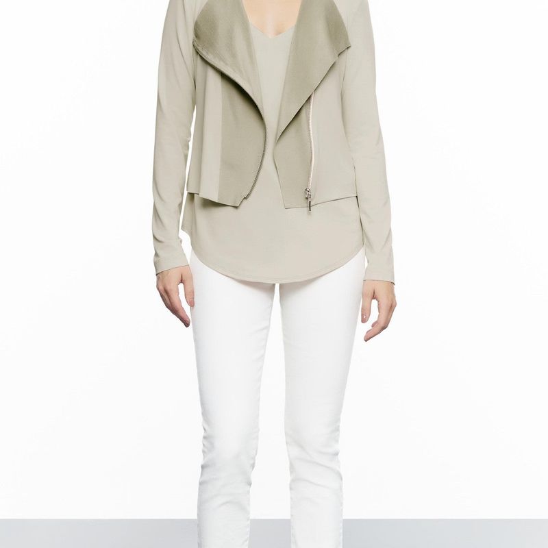 Short Jacket With Front Suede Detail